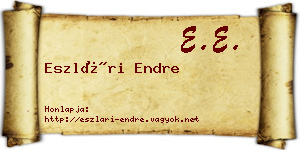 Eszlári Endre névjegykártya